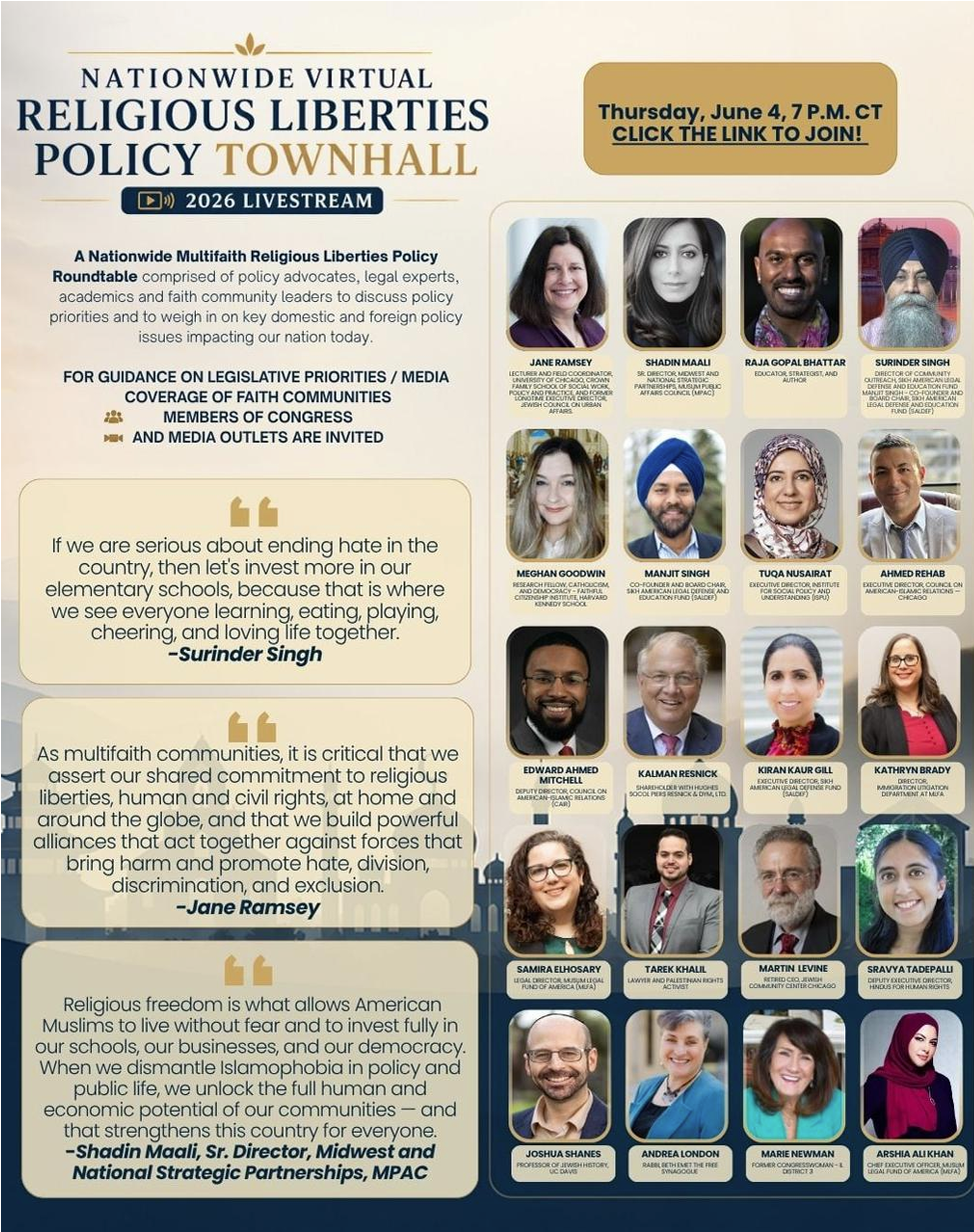 Nationwide Virtual Religious Liberties Policy Townhall  7:00 PM CT / 8:00 PM ET / 5:00 PM PT