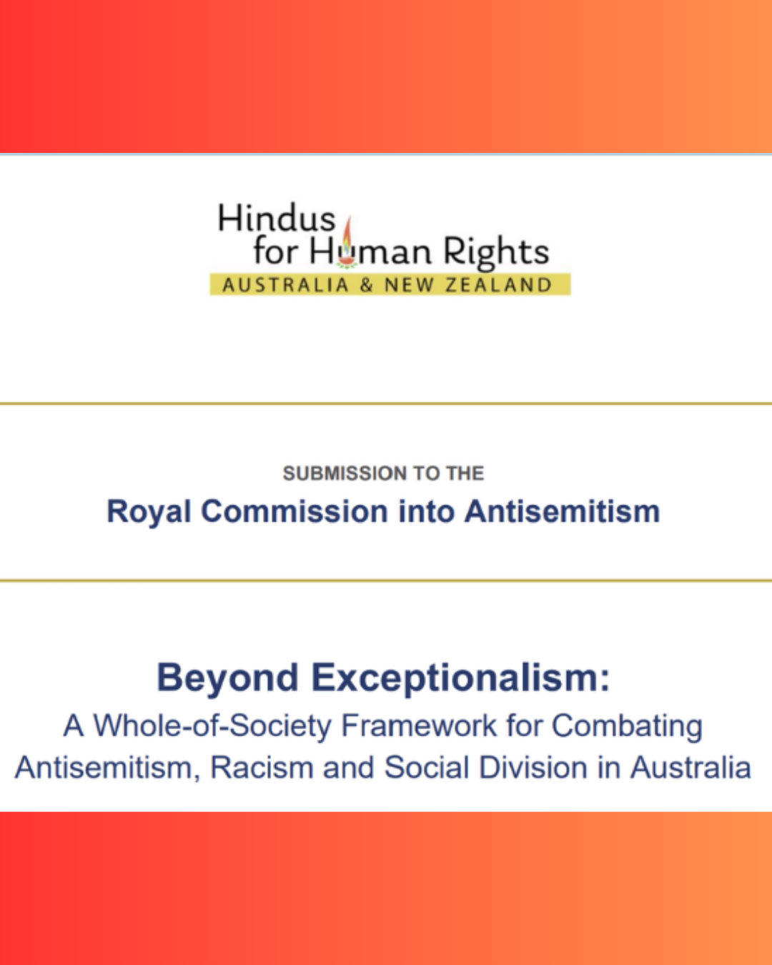 Beyond Exceptionalism: HfHR ANZ Submits Recommendations to Australia’s Royal Commission into Antisemitism