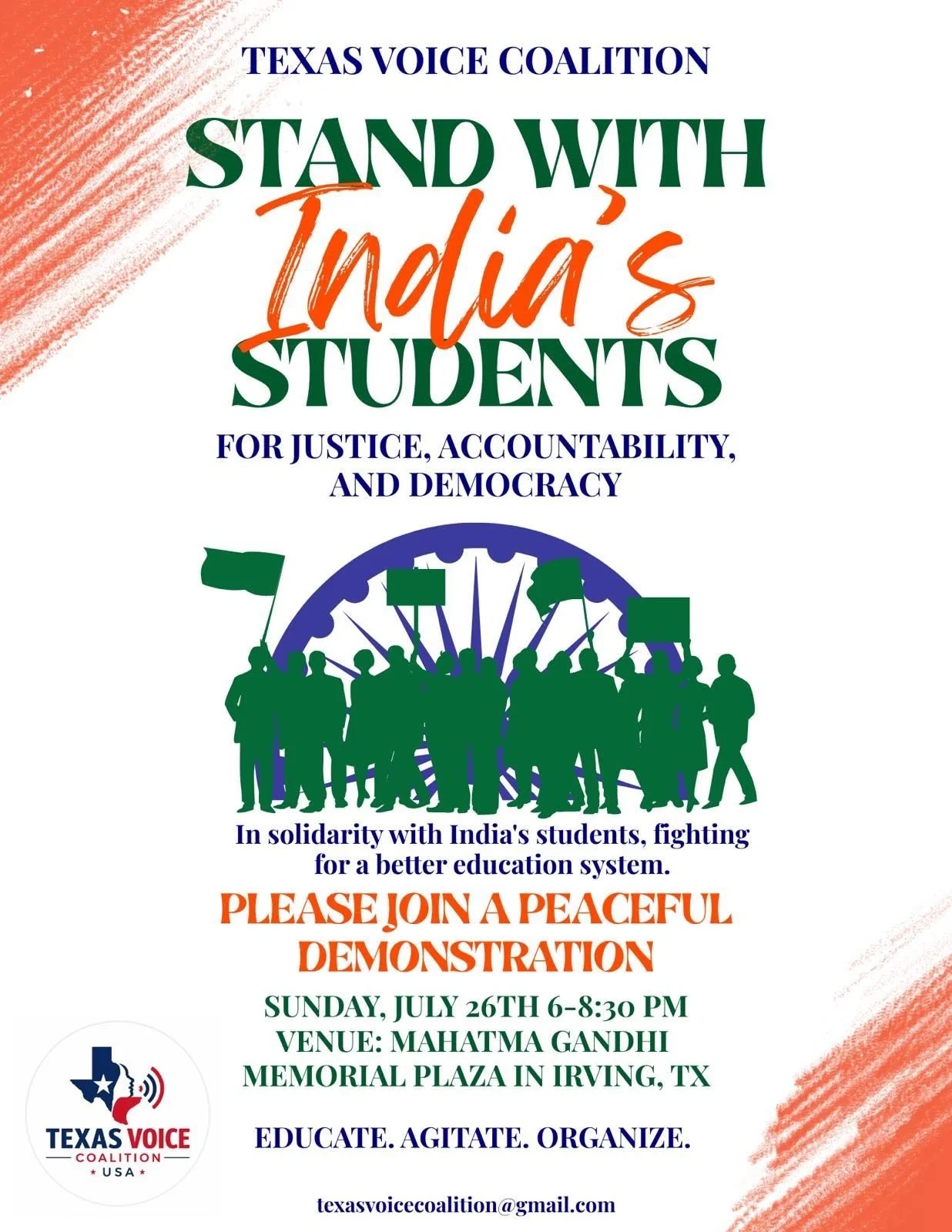 Stand With India’s Students: Peaceful Demonstration in Irving, Texas