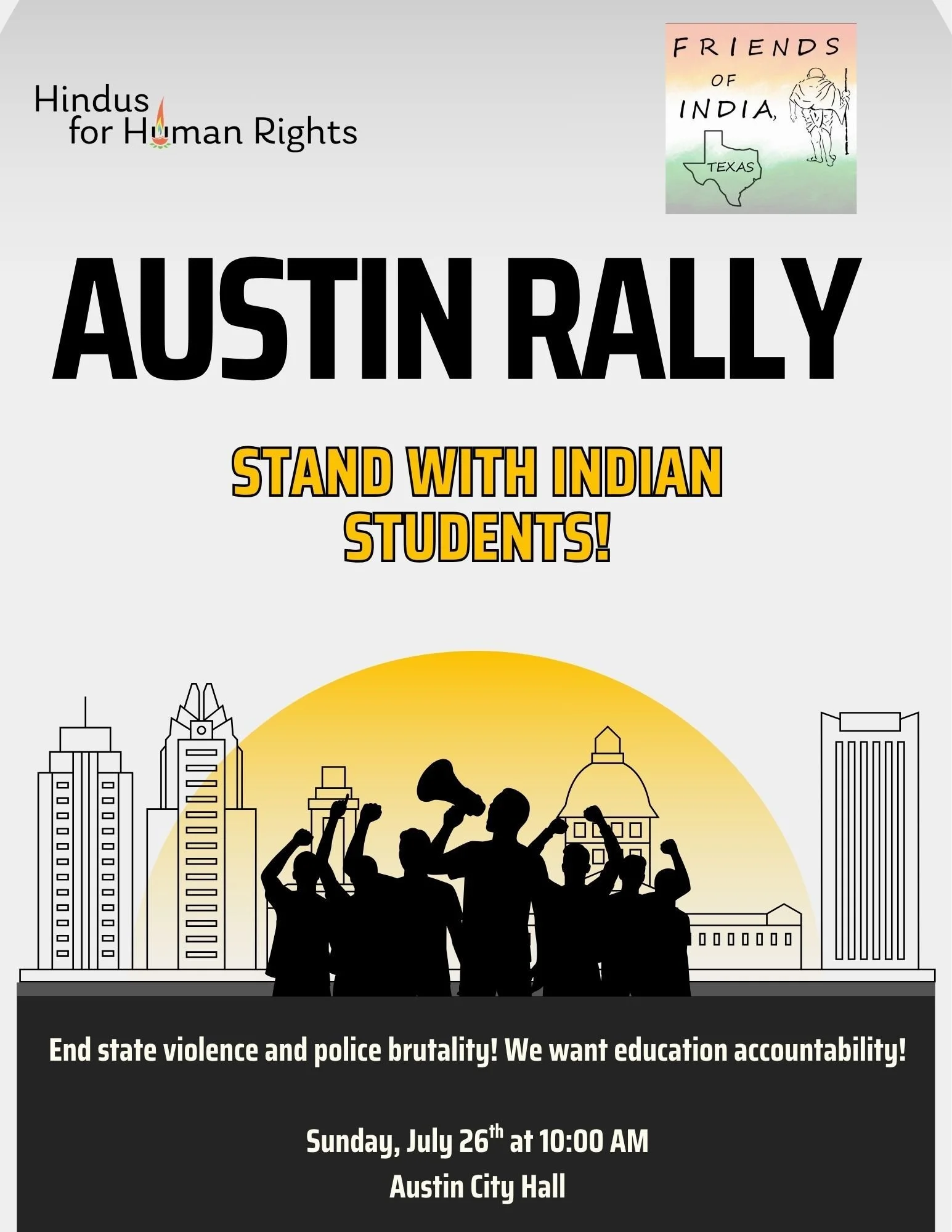 Austin Rally: Stand With Indian Students