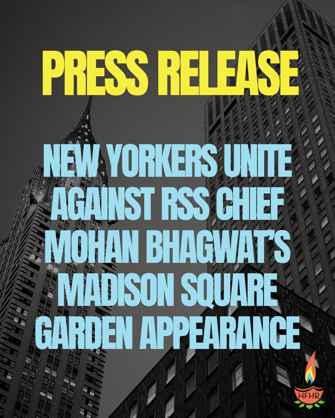 New Yorkers Unite Against RSS Chief Mohan Bhagwat’s Madison Square Garden Appearance