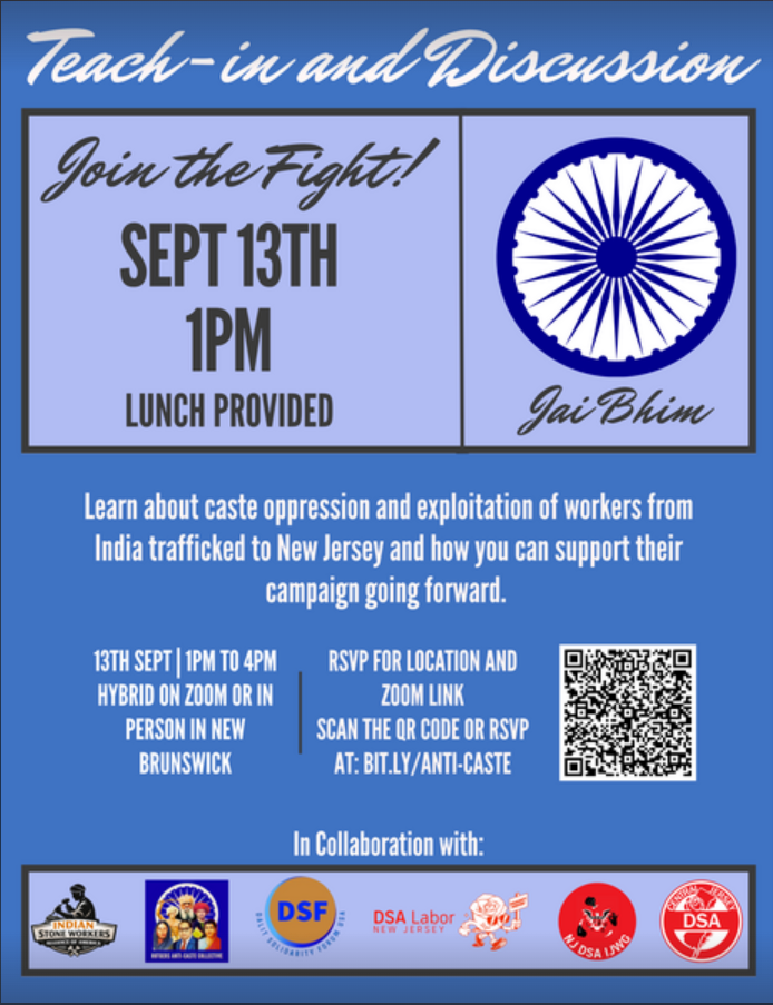Teach-In &amp; Discussion: Join the Fight Against Caste Oppression, New Jersey and Zoom