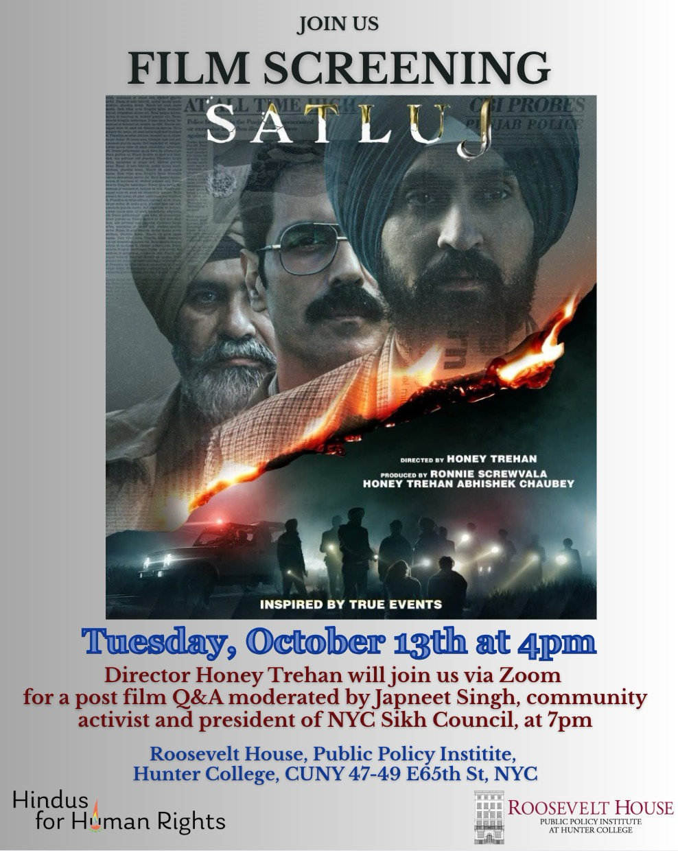 Satluj  Film Screening and Discussion with Director Honey Trehan in NYC