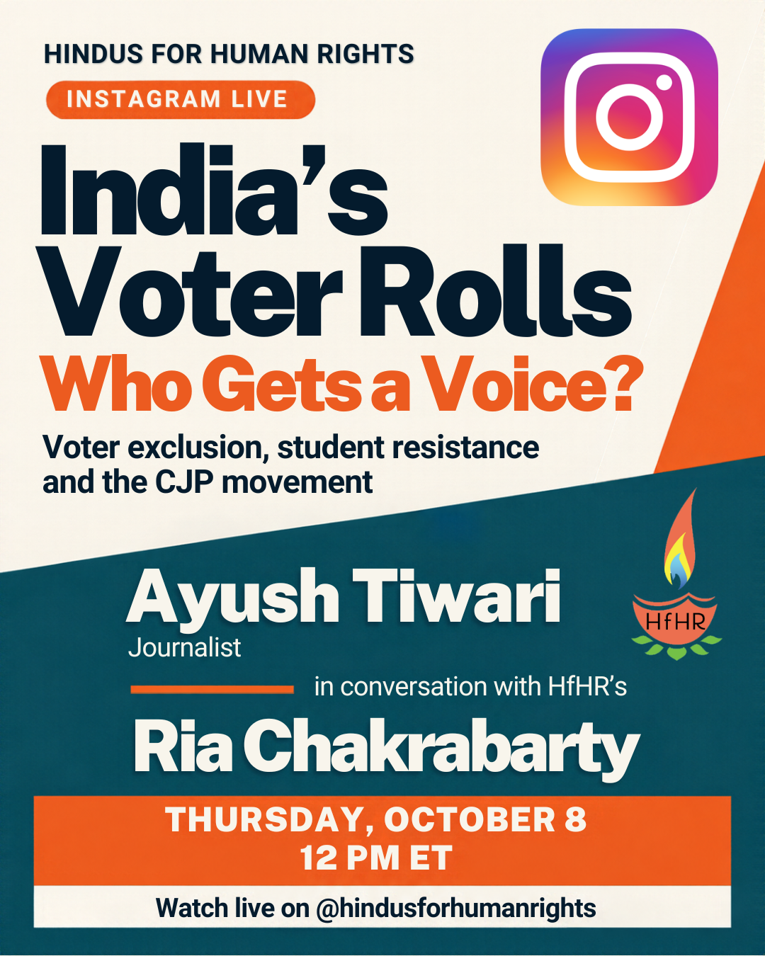 India’s Voter Rolls: Who Gets a Voice? Instagram Live 12 PM ET / 9:30 PM IST