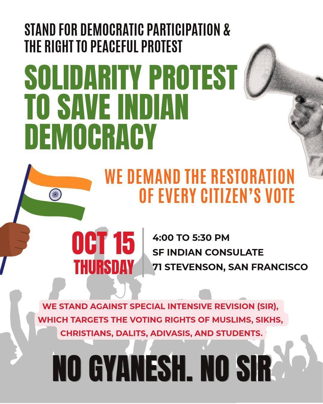 San Francisco: Solidarity Protest to Save Indian Democracy