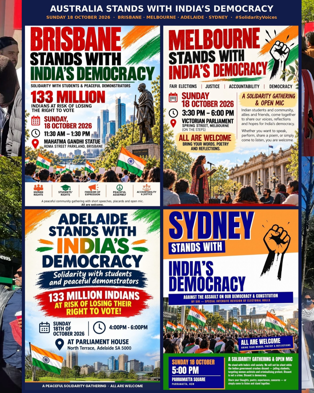 Australian Cities Stand with India’s Gen Z Protesters