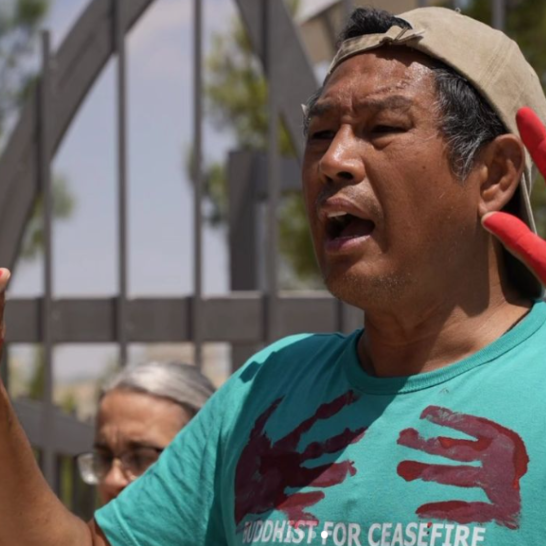 Six members of the delegation met with Brian Breuhaus, a political officer with the U.S. Dept. of State inside the embassy while the rest rallied outside. 