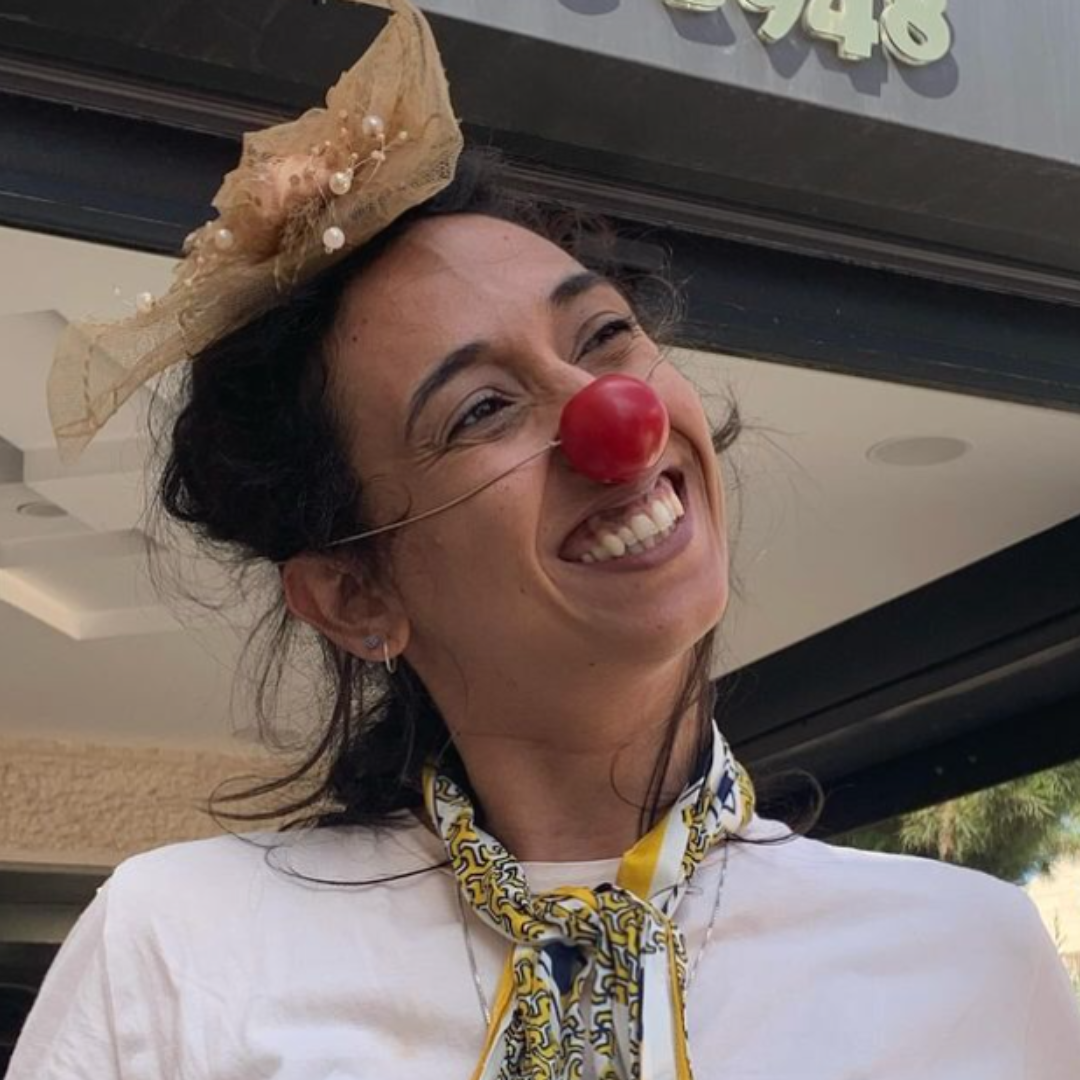@mays.assi, a Palestinian woman who works as a clown in hospitals, took part in the protective presence today at Makhrur. Here is Mays’s story and message.