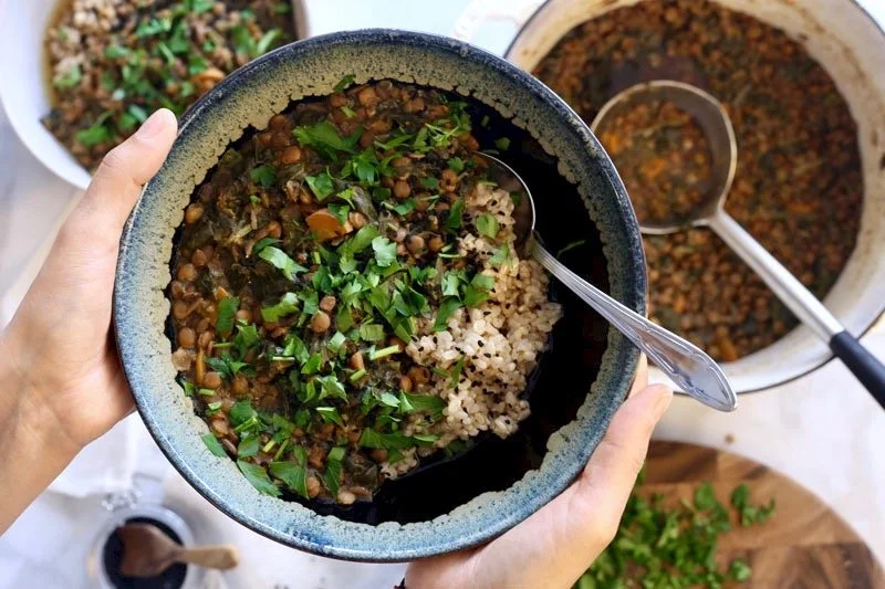 Lentil & Spinach Stew {oil-free}