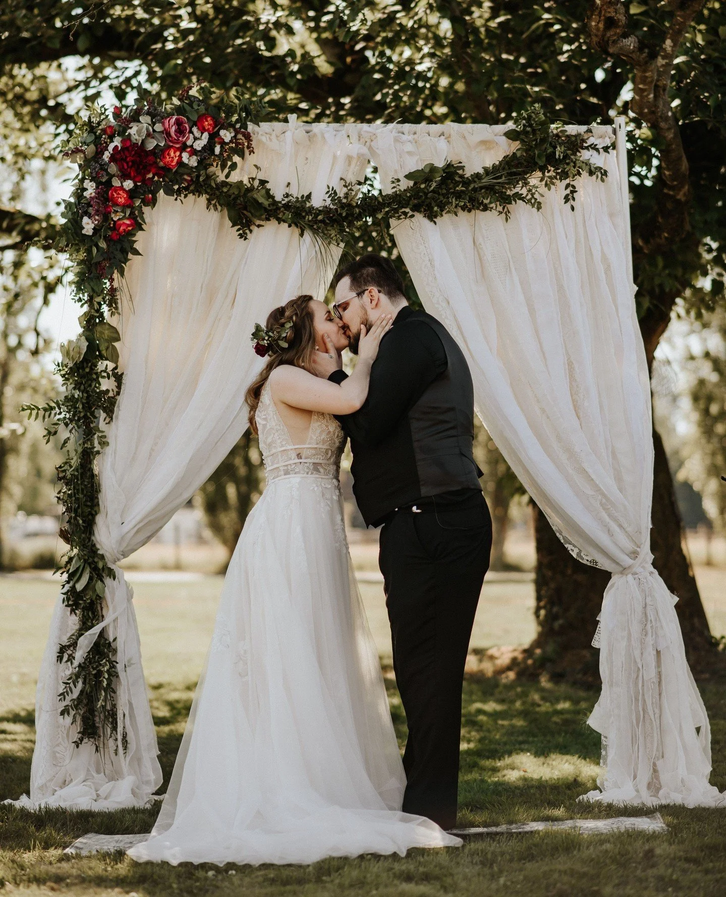 Soft drapery is having a beautiful moment in weddings again. Bringing movement, texture and romance to ceremony and reception spaces without overwhelming the design. 
Paired with natural light and you have a soft and dreamy backdrop that feels bot