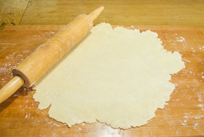 Roll one portion of the dough onto a floured surface