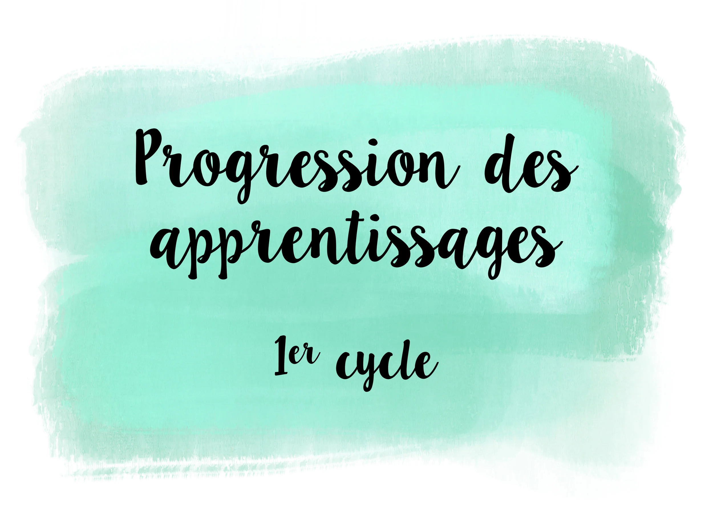 Progression Condensée - 1er cycle