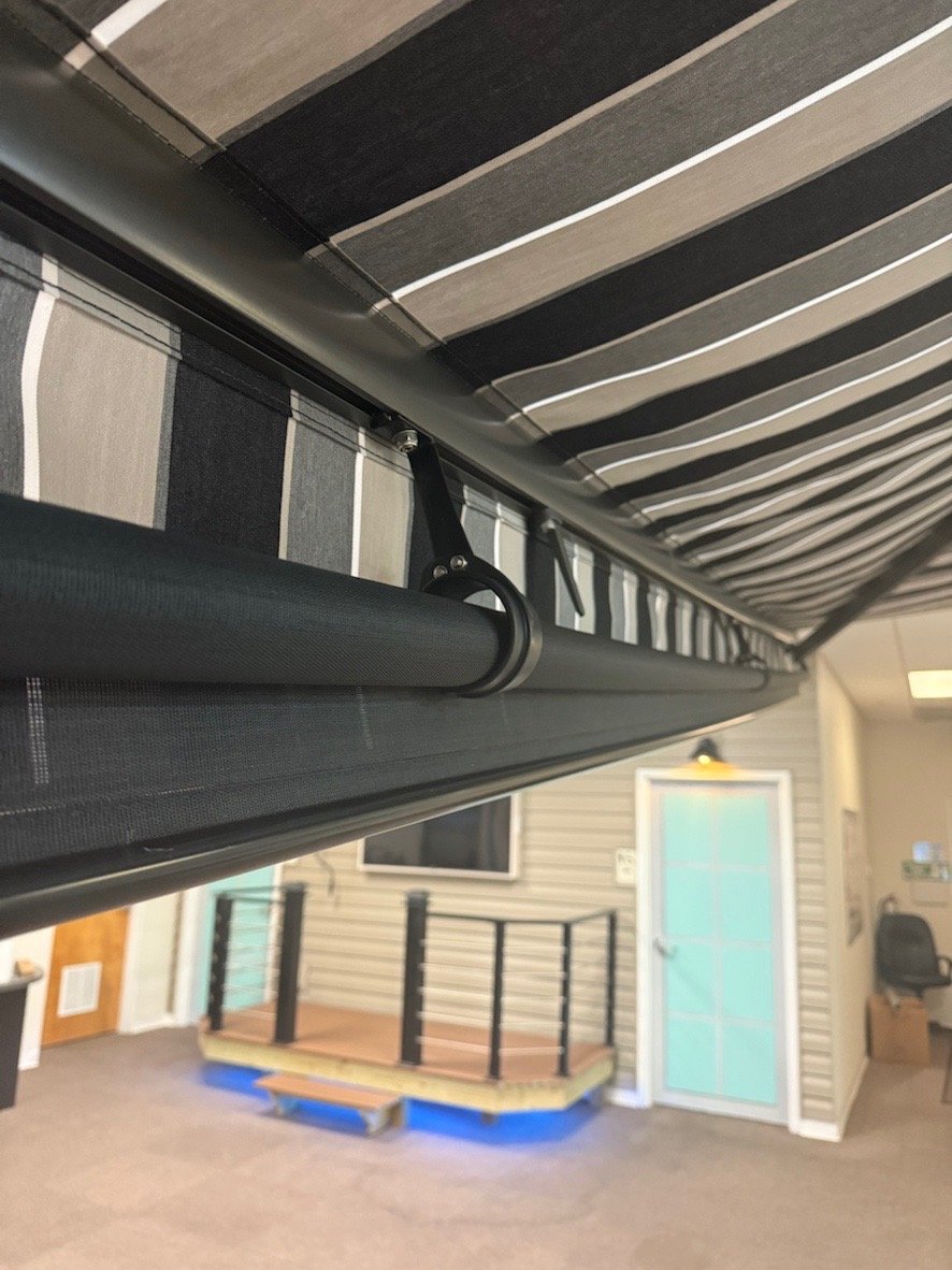 This is a support Bracket for a drop shade on Awning.