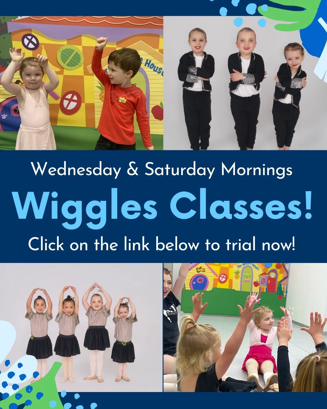 Parents of little movers &mdash; this one&rsquo;s for you 👀
Our Wiggles &amp; Tiny Tots classes are full of music, imagination and joyful first dance moments 💙💚 
https://app.classmanager.com/trials/at-dance-school?age=4&amp;venue_id=1&amp;season_i