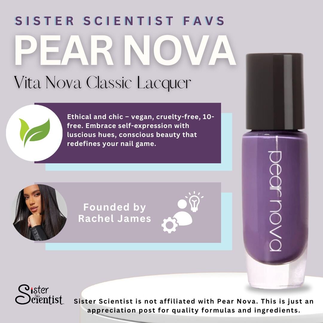 Get ready to sparkle with this week's Sister Scientist Fav - Vita Nova Classic Lacquer in the stunning shade Vita Nova by @pearnova 💜

Founded by the visionary Rachel James, Pear Nova is a brand that redefines luxury in the nail polish industry. Jam