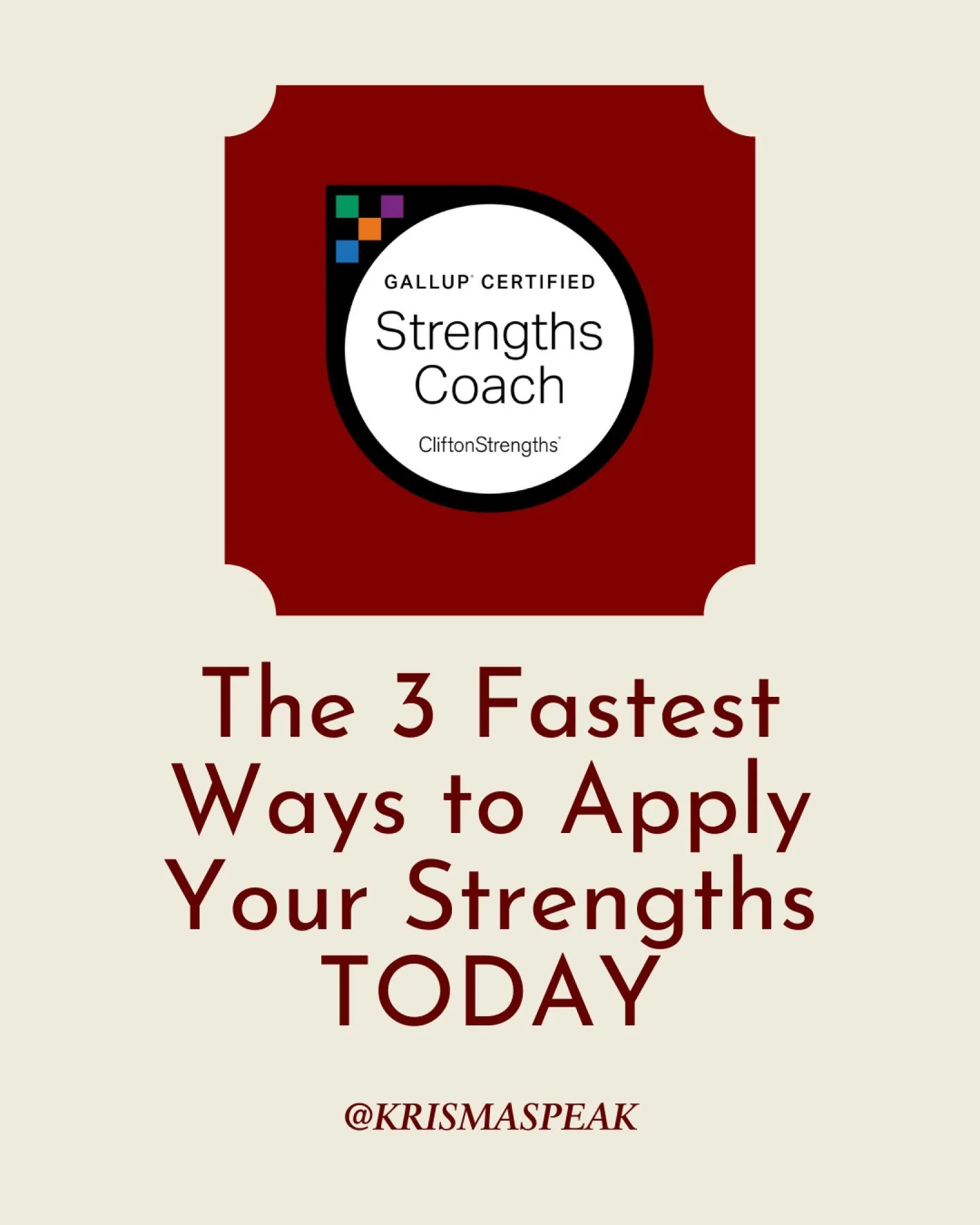 If you&rsquo;ve taken the CliftonStrengths assessment, you might be thinking:
&ldquo;Cool&hellip; now what?&rdquo;

Here&rsquo;s the good news: applying your strengths doesn&rsquo;t require a 90-day plan or a personality overhaul. You can start TODAY
