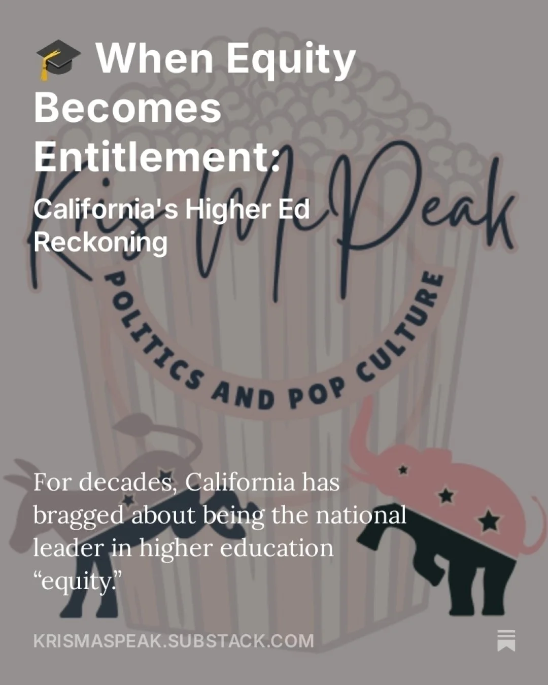 So, this Substack thing is growing on me.  My most recent post is on Equity and Entitlement in Higher Education. 
Progressives won't enjoy it, sorry, but this is how I feel. 
I hope it provides something thought-provoking for you all. 

*
*
*
*
*
#fr