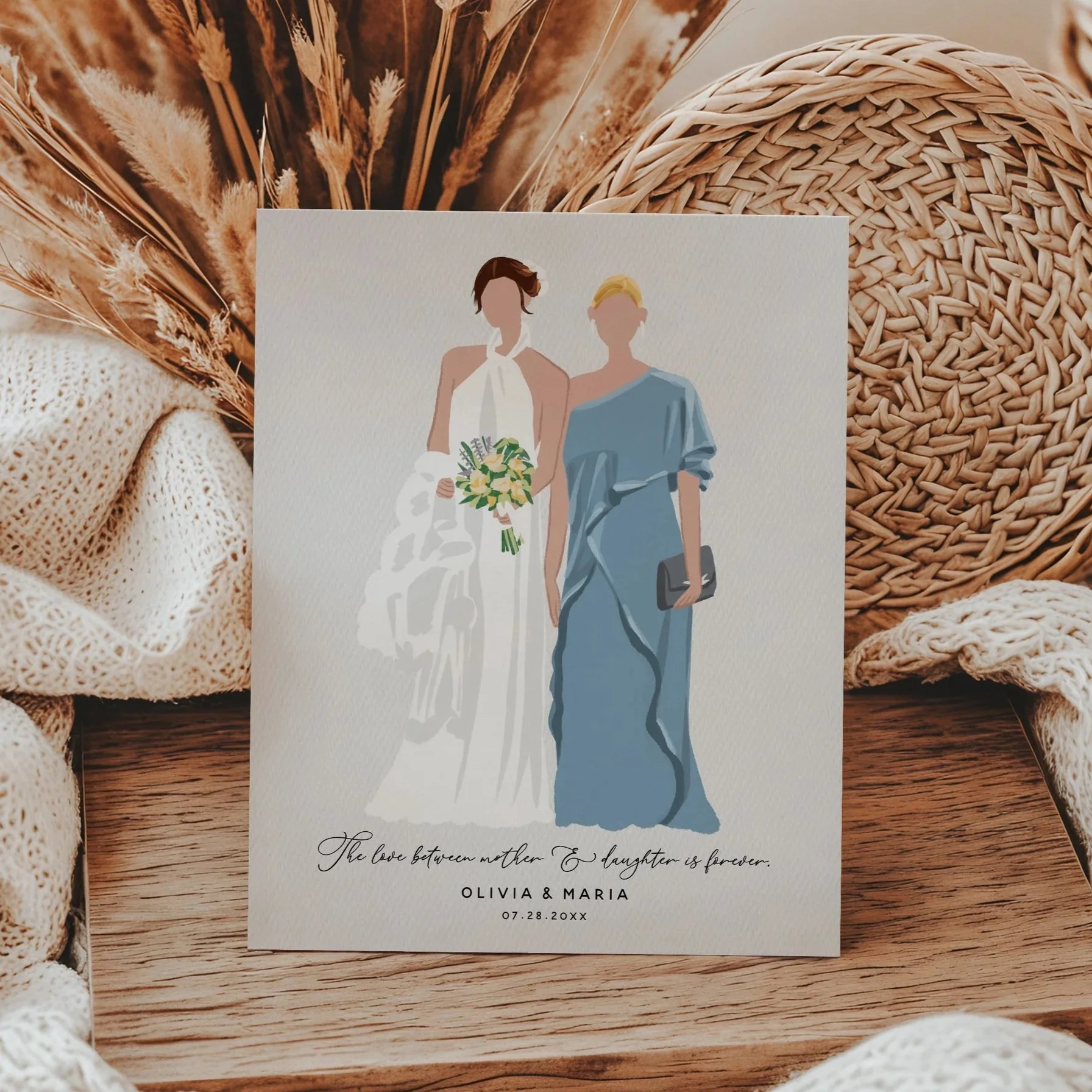 Custom Bride and Mother No Face Portrait