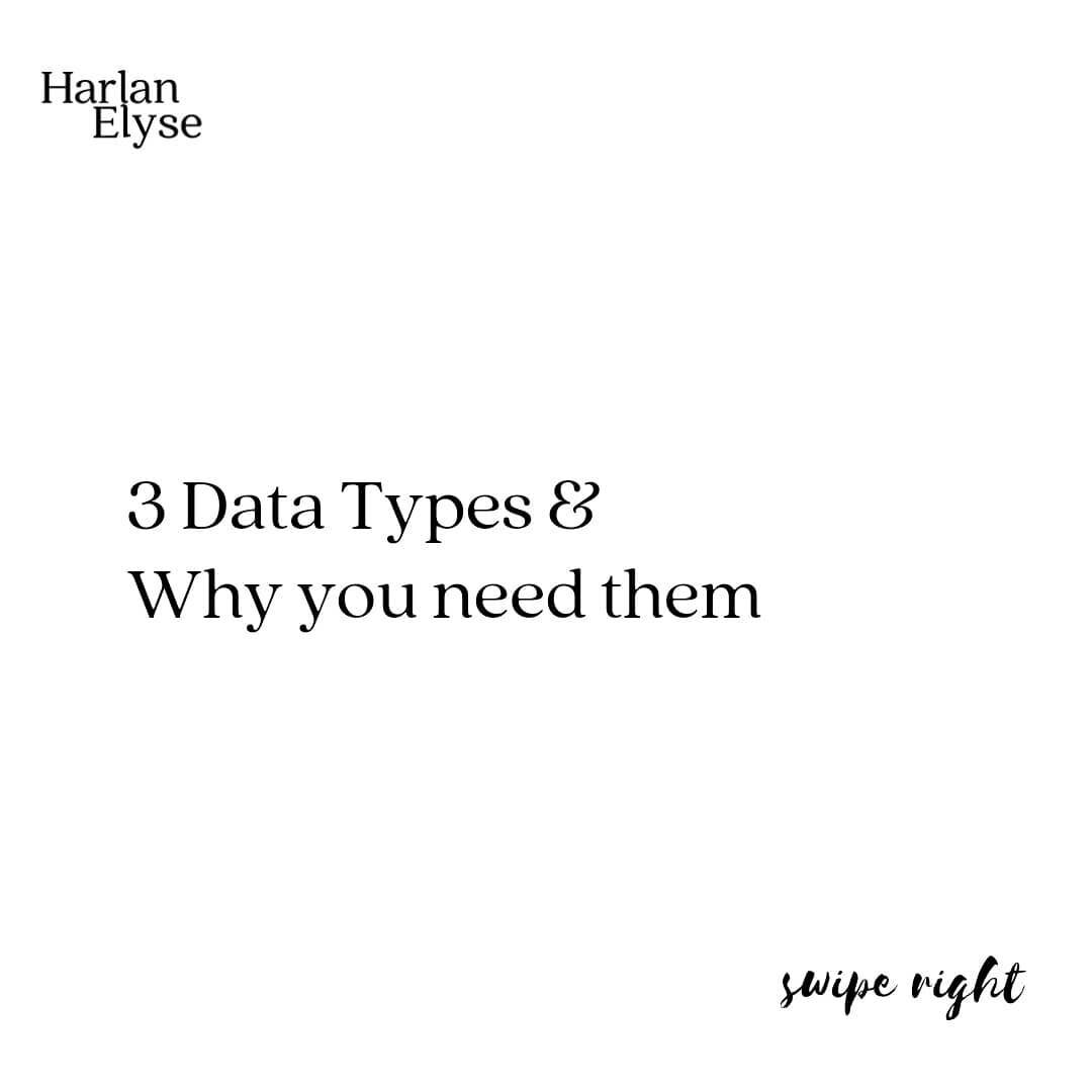 SWIPE RIGHT 👉🏻

There are three main types of data you should be collecting to help you make educated decisions in your business. 

&bull; Customer Data
&bull; Marketing Data
&bull; Website Data

When you collect all three, you'll have a plethora o