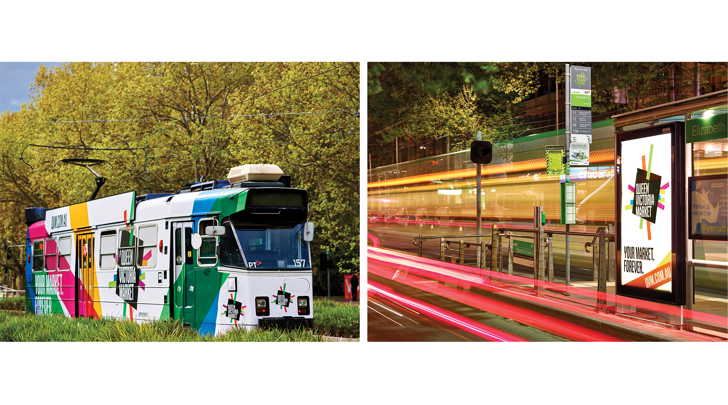 Queen Victoria Market Melbourne Brand Identity design activation on tram and adshell