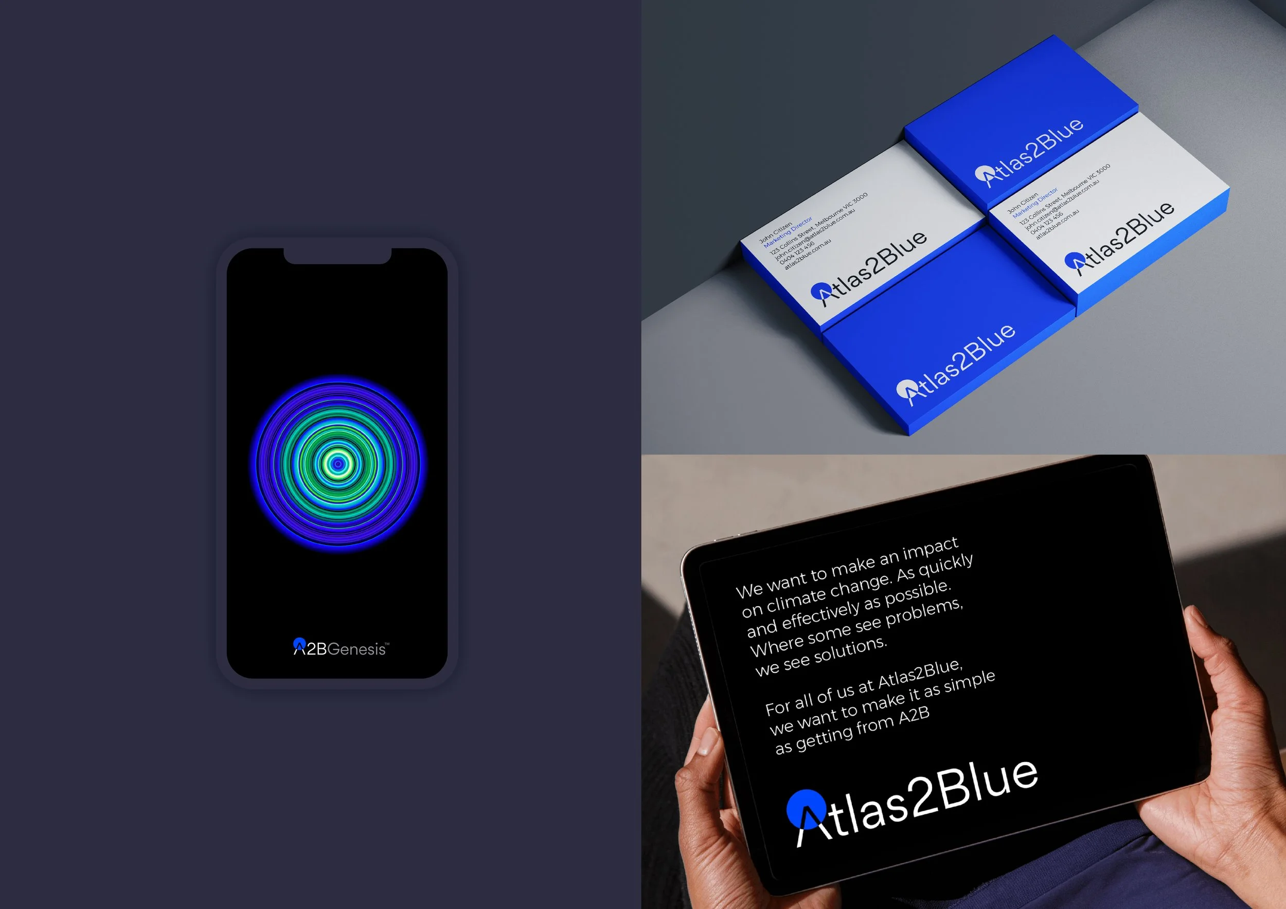 Atlas2Blue Brand Identity Business Card and Website Design