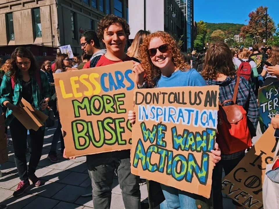 Our protest signs from the Montreal Climate Strike in September (which over 500,000 people showed up for!)