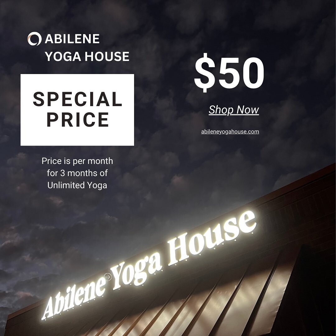 Today through Saturday only! 
Join us for our 7th year of sticking around offering you the best yoga in abilene IMO:)
Saturday 11/11  is FREE 🎉

Use the Mindbody app to reserve your spot and see the class times Or come early

Space is limited
