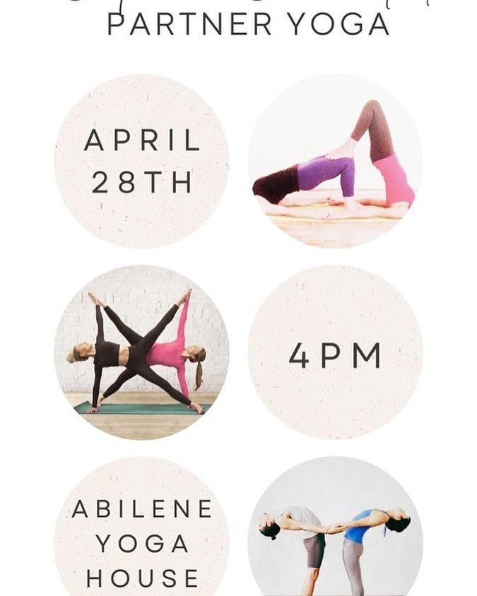 This Sunday!!! 4/28
Partner Yoga isn&rsquo;t just for Valentines! 
This can be with anyone you enjoy spending time with and come with a playful spirit . The mantra for this class is :
Calm &amp; Connected (couldn&rsquo;t we all use a little bit of th