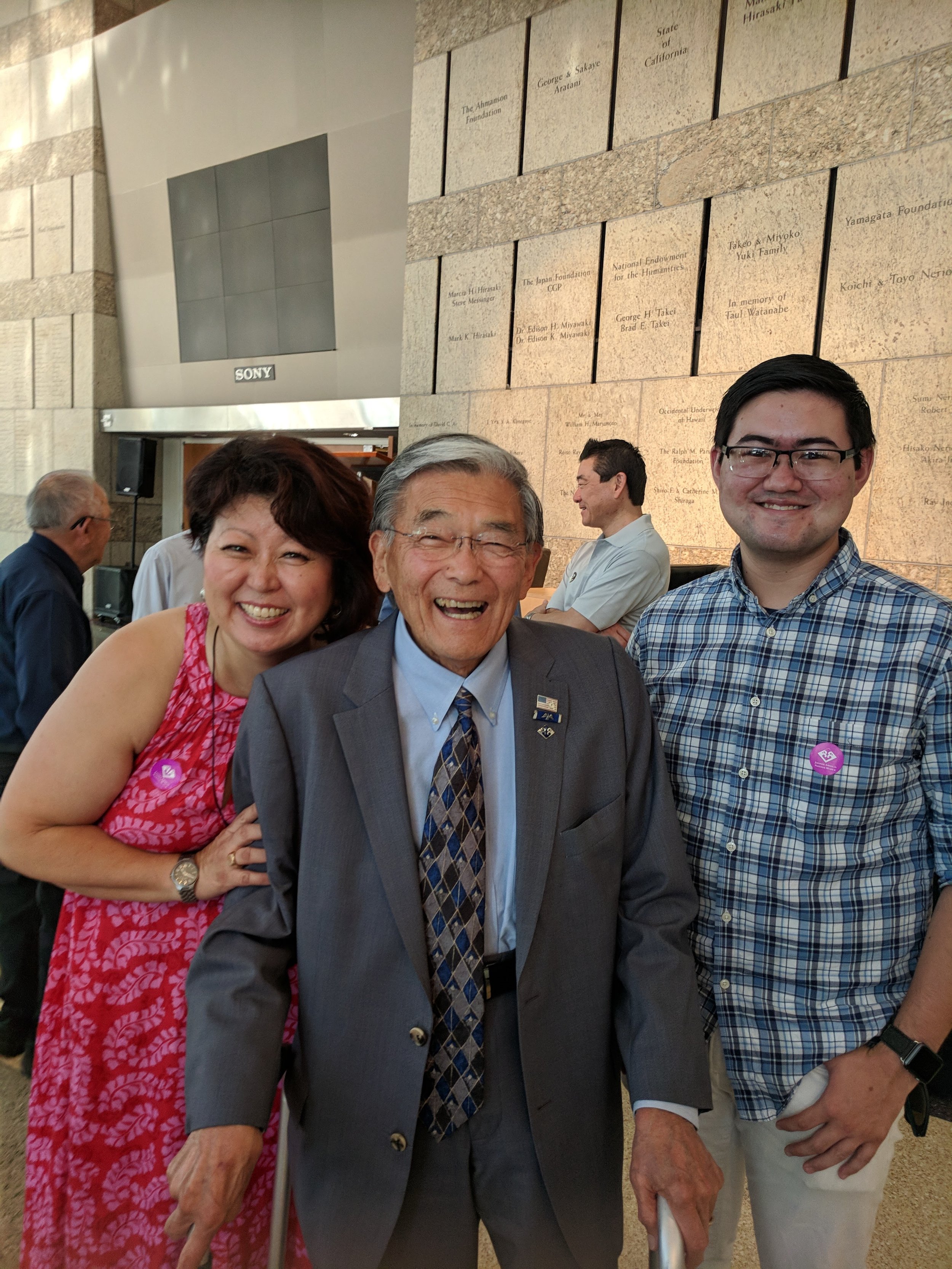 Cindi Kishiyama Harbottle with Norman Mineta,  the first Asian American to serve in a presidential cabinet 