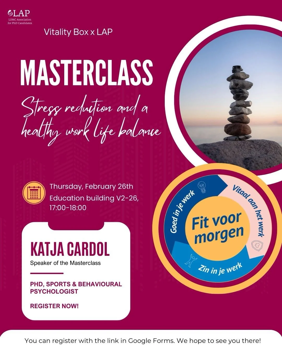 Masterclass 'Stress reduction and a healthy work life balance'