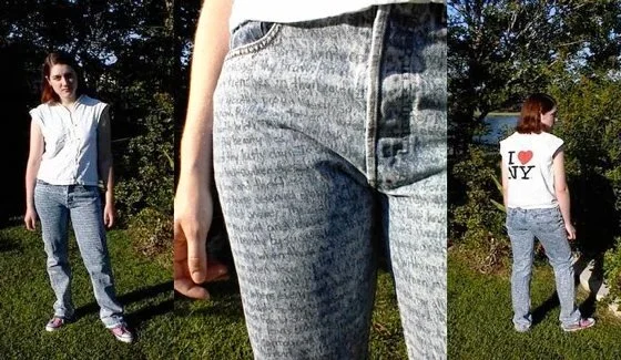 "graffiti" denim jeans