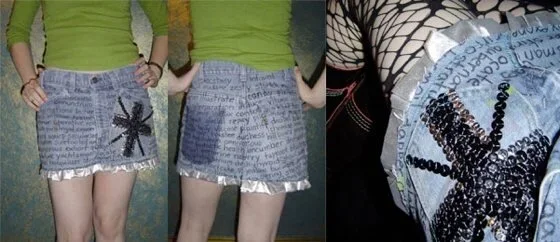 handmade denim mini skirt