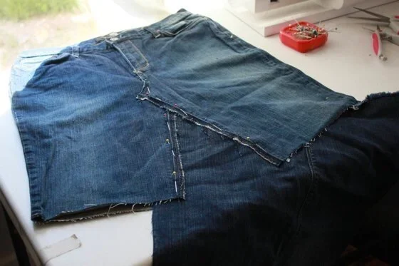 making jeans into a denim skirt