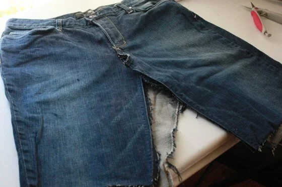making a pair of jeans into a denim skirt