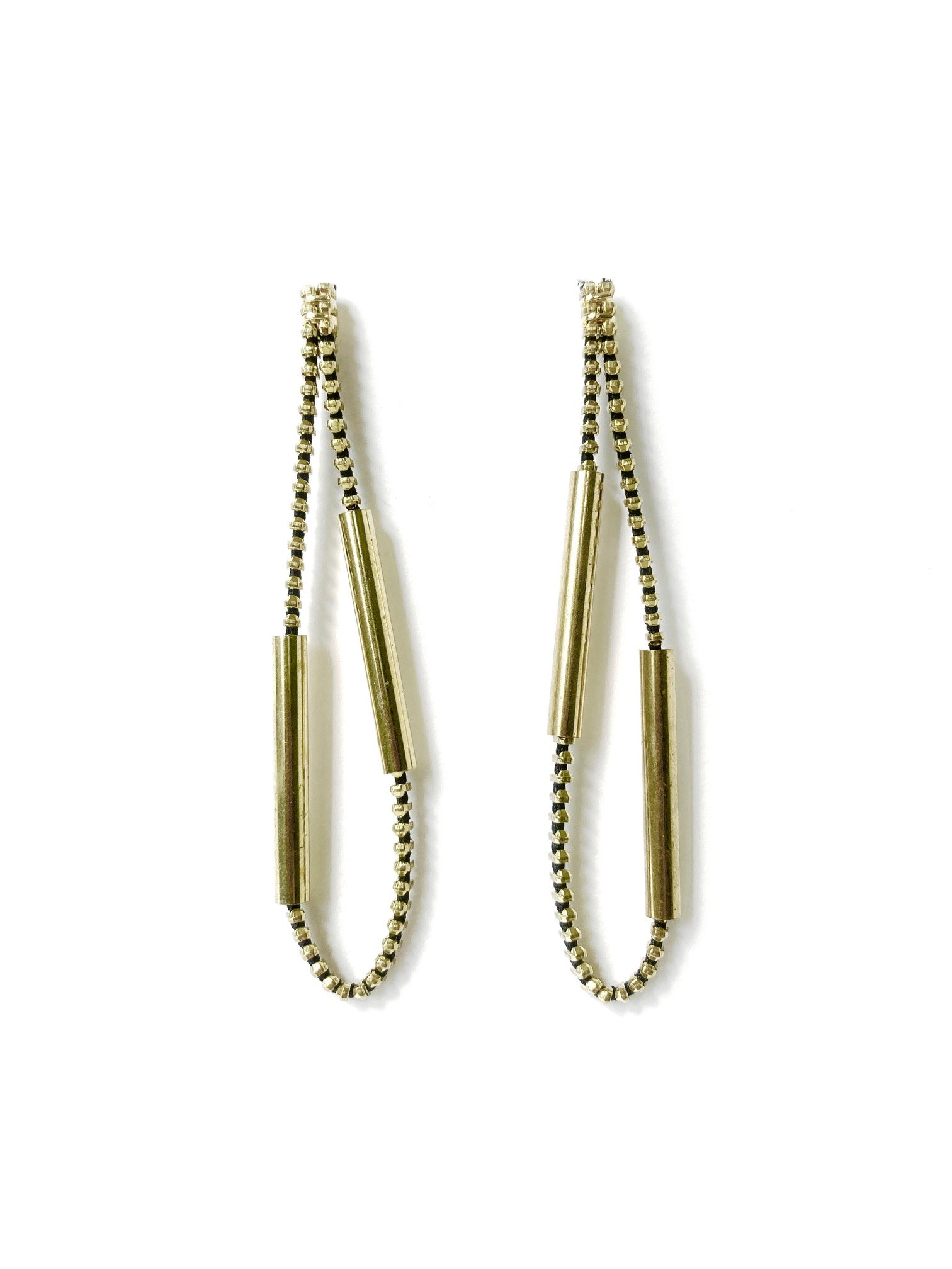 EXTRA LONG LOOP DOUBLE TUBE ZIPPER EARRINGS