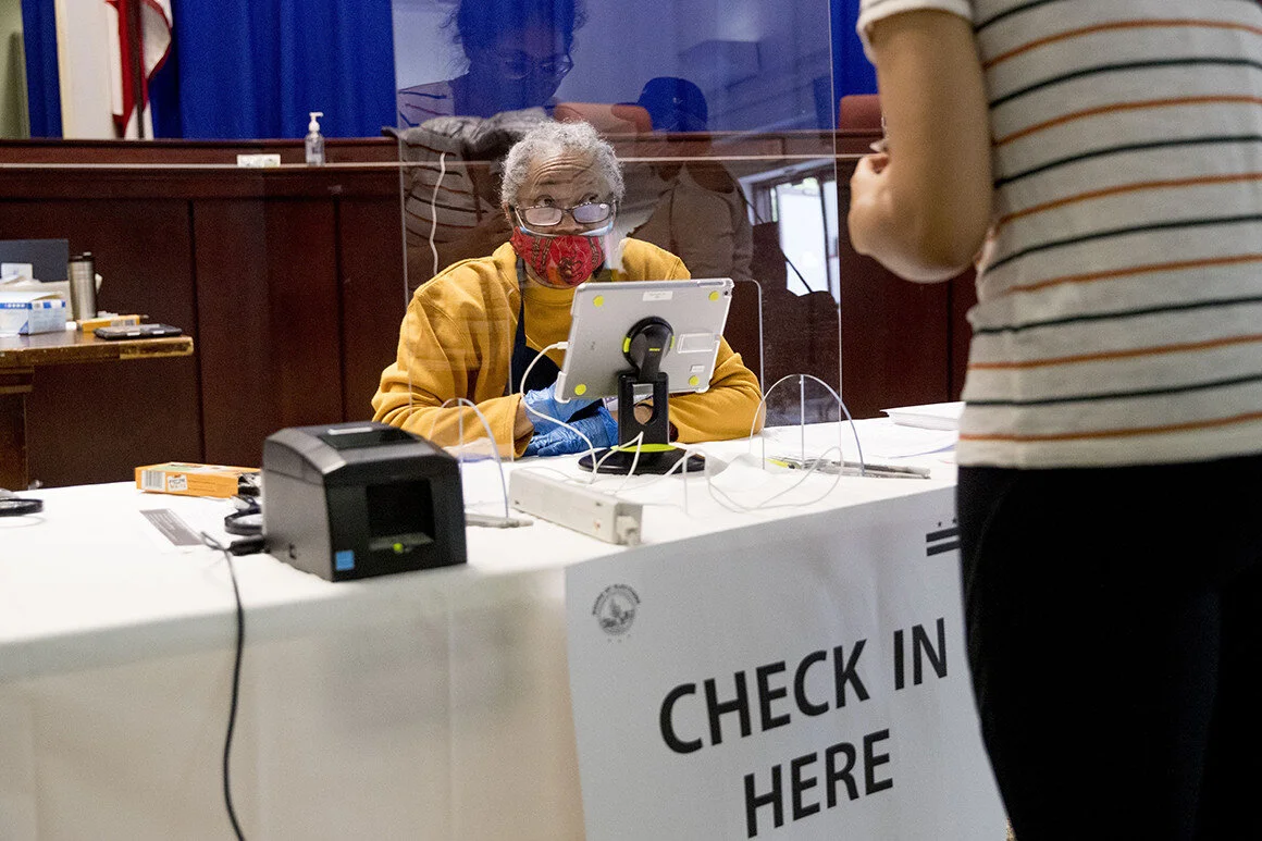 SENIOR POLL WORKERS FIGHT FEAR OF COVID 19 WITH STRICT SAFETY GUIDELINES IN BRONX