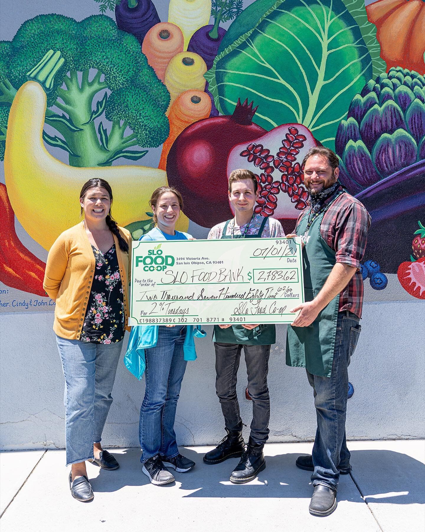 We are so pleased to announce our final 2% Tuesdays donations to @slofoodbank: $2,783.62!!💰 

Our 2% Tuesdays program was born out of a desire to support our communities so that they may support those in need 💚

And all because of our shoppers show