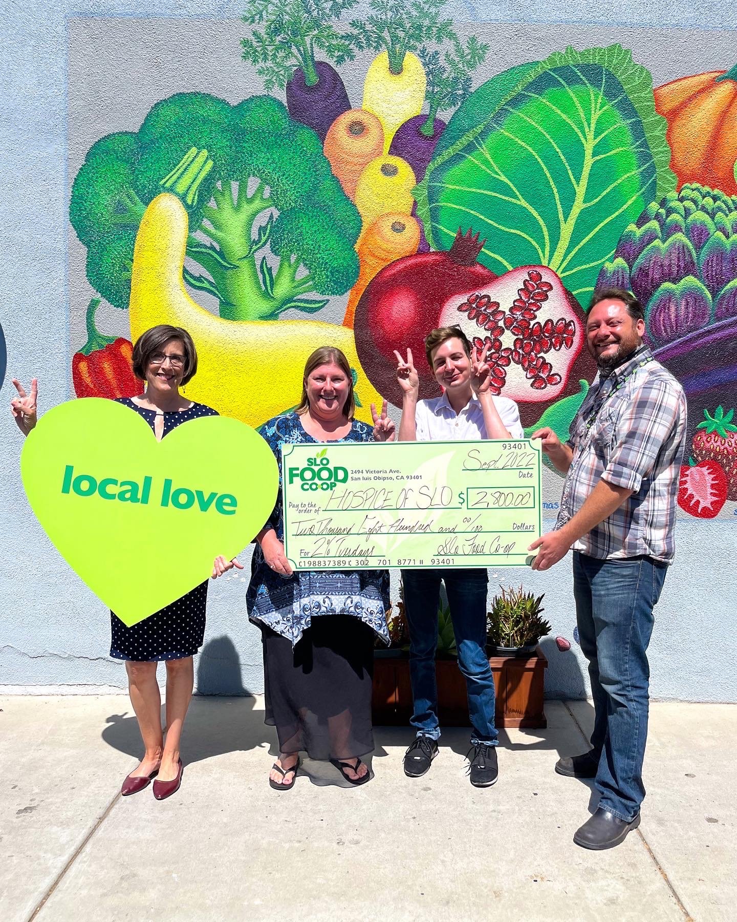 giving: shoppers and co-op unite to donate $2,800 to Hospice of SLO County