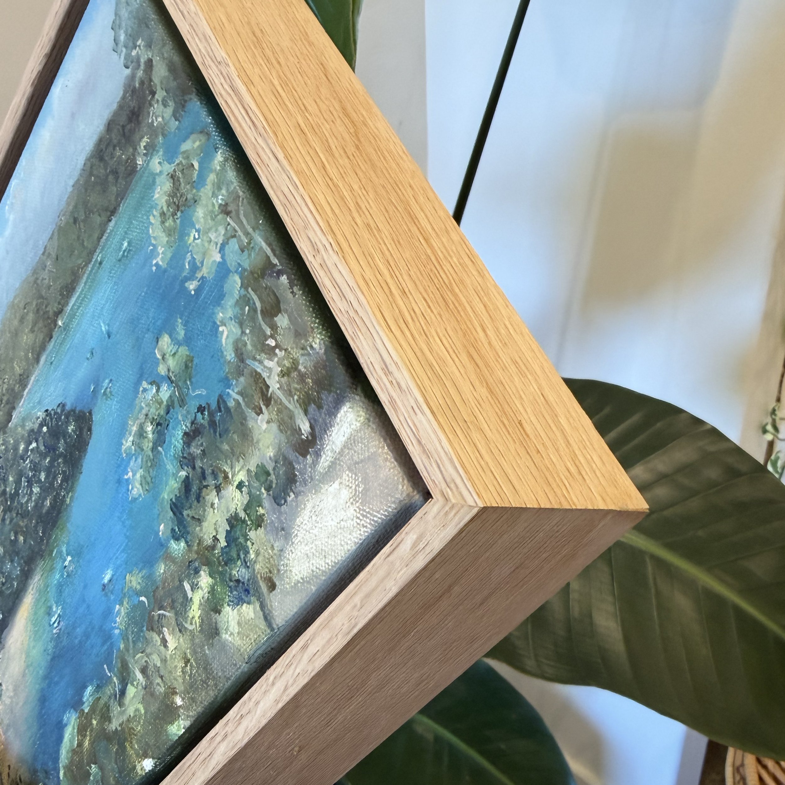 Blue Days on Pittwater-Original-oil colour-nikki quarry-oak frame.jpg