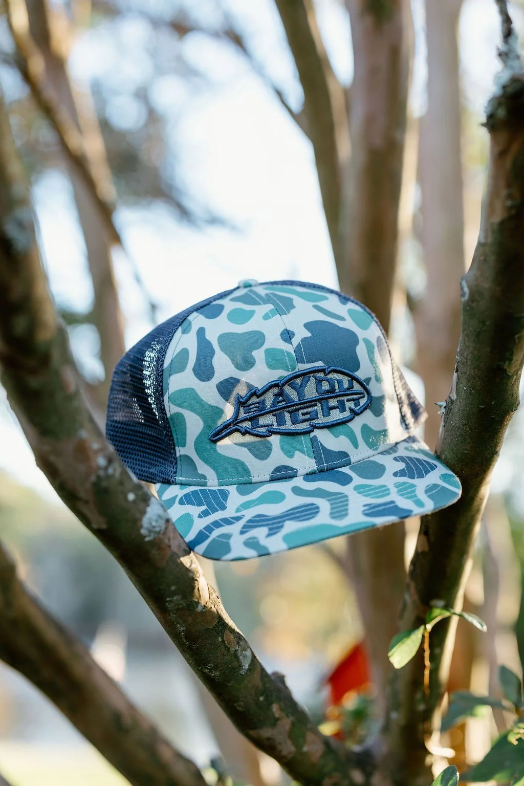 Khaki/Green Camo "Turkey Feather" Mesh Hat