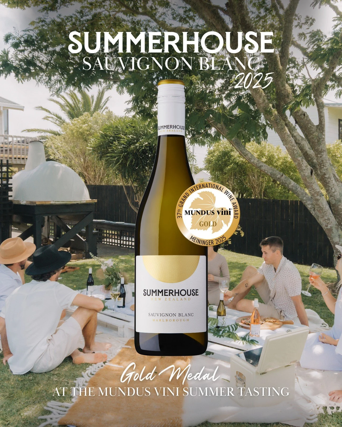 Another Gold for our Summerhouse Sauvignon Blanc 2025 at the MUNDUS VINI Summer Tasting! ☀️⁠
⁠
An outstanding wine with an exceptional result 🥇⁠
⁠
⁠
#summerhousewine #alwayssummersomewhere #sauvignonblanc #marlboroughsauvignonblanc #nzwine #mundusvi