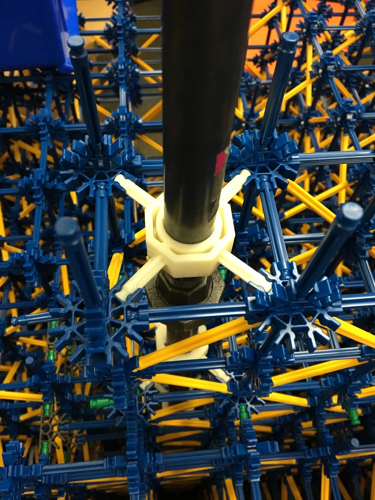  Custom parts secures the matrix to reinforcement pipes 