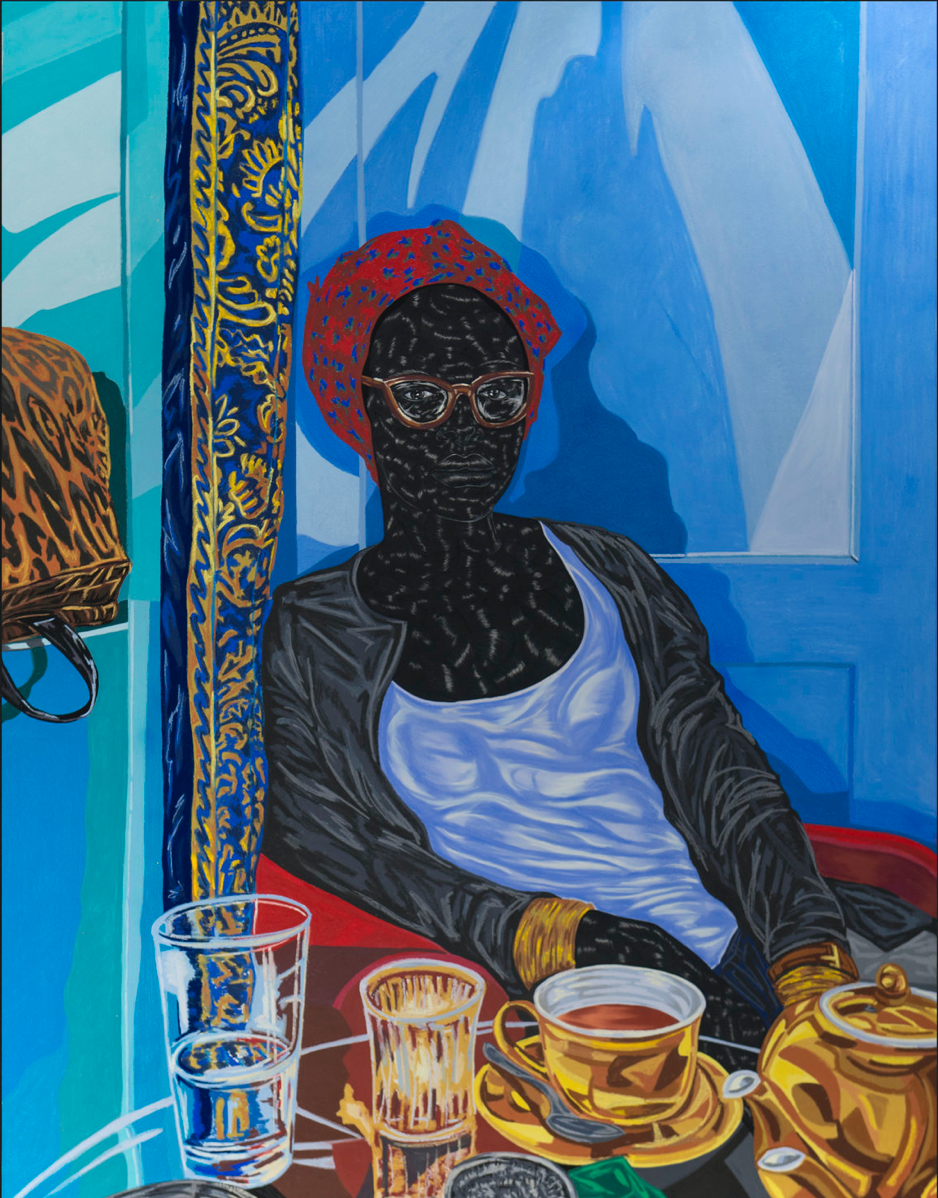  Toyin Ojih Odutola,  Afternoon Tea , 2016, in  A Matter of Fact  series 2016-17. Museum of the African Diaspora, San Francisco. 