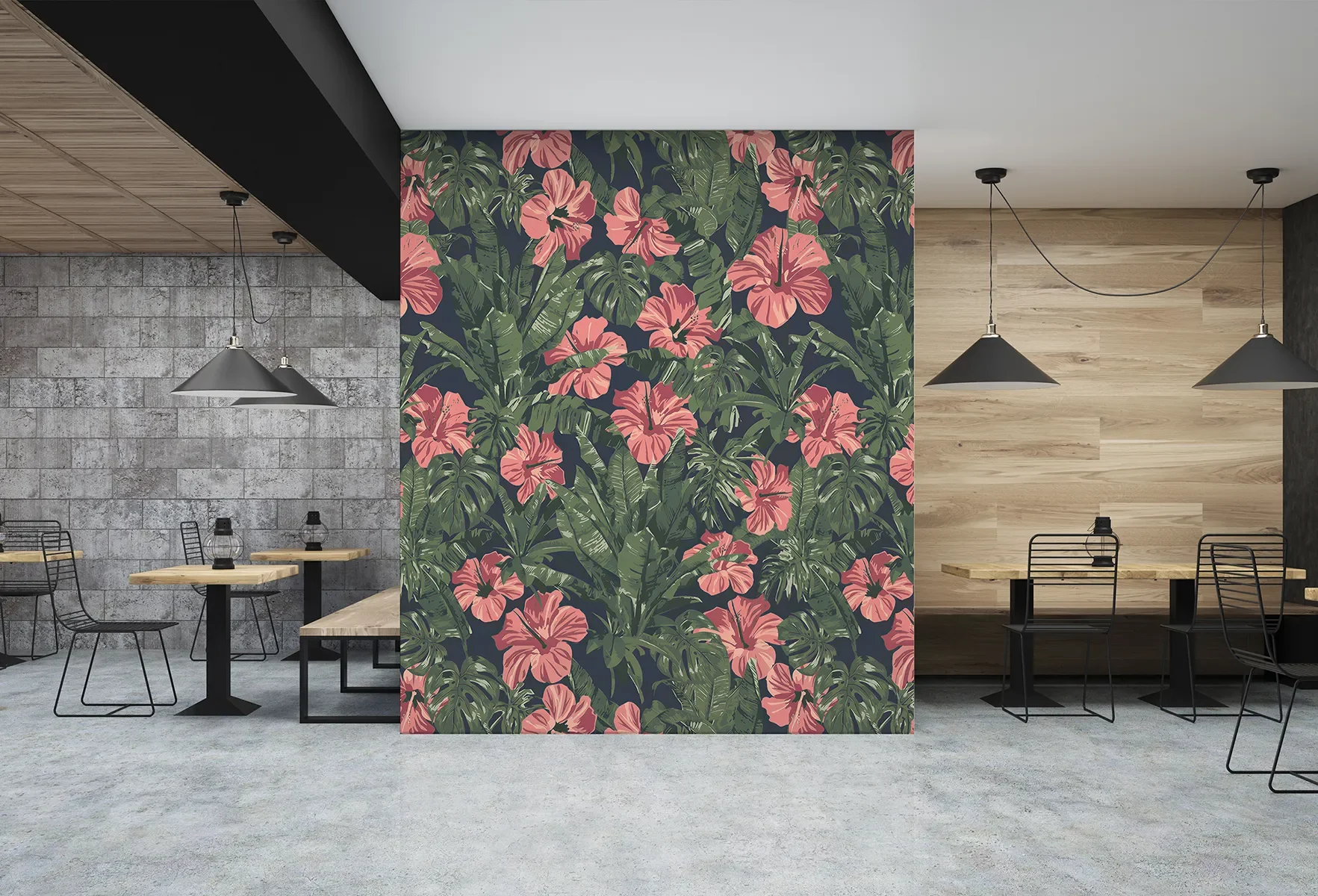 Linocut print design for wallpaper