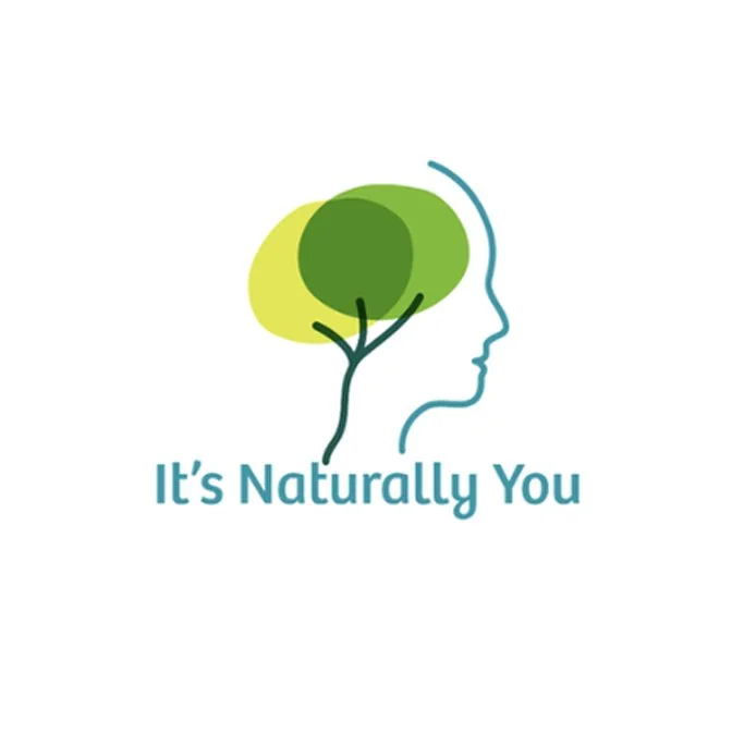 A logo featuring a stylized human face profile with a brain shaped like a green tree, and the text "It's Naturally You" underneath.