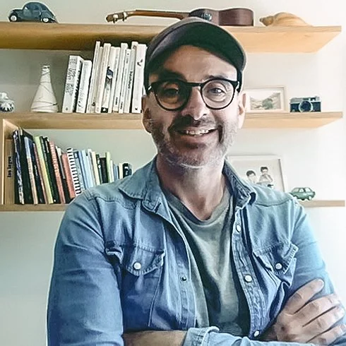 Matt Broughton, freelance illustrator and graphic designer in his studio