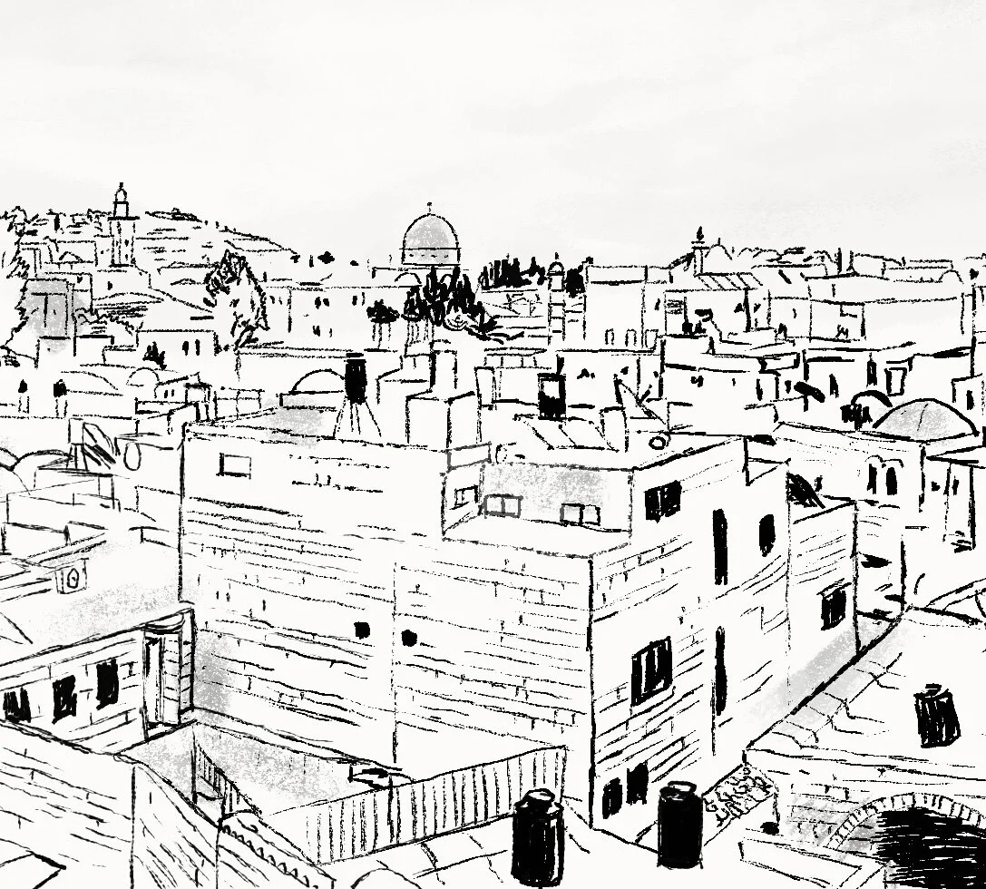 Jersualem Rooftops Illustration