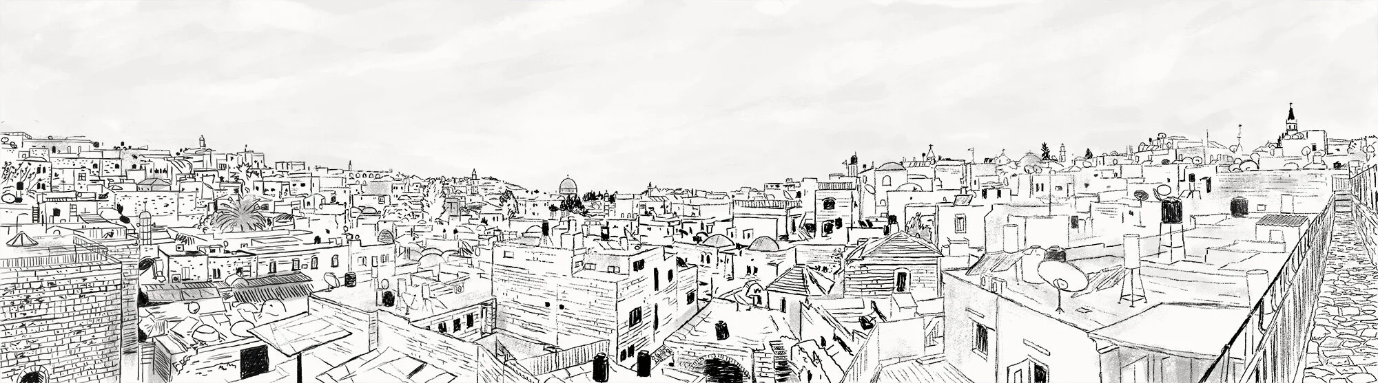 Illustration pencil drawing of Jerusalem