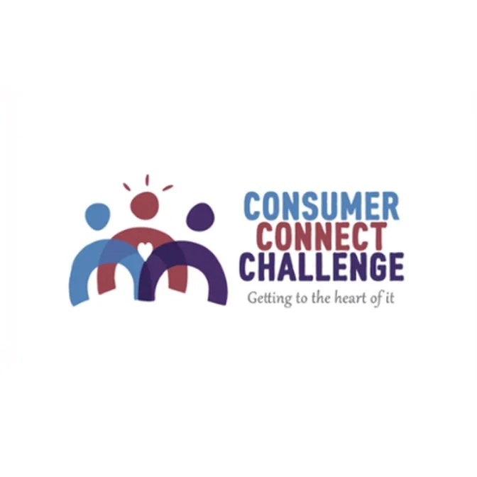 Logo for Consumer Connect Challenge with three abstract human figures and the tagline "Getting to the heart of it."