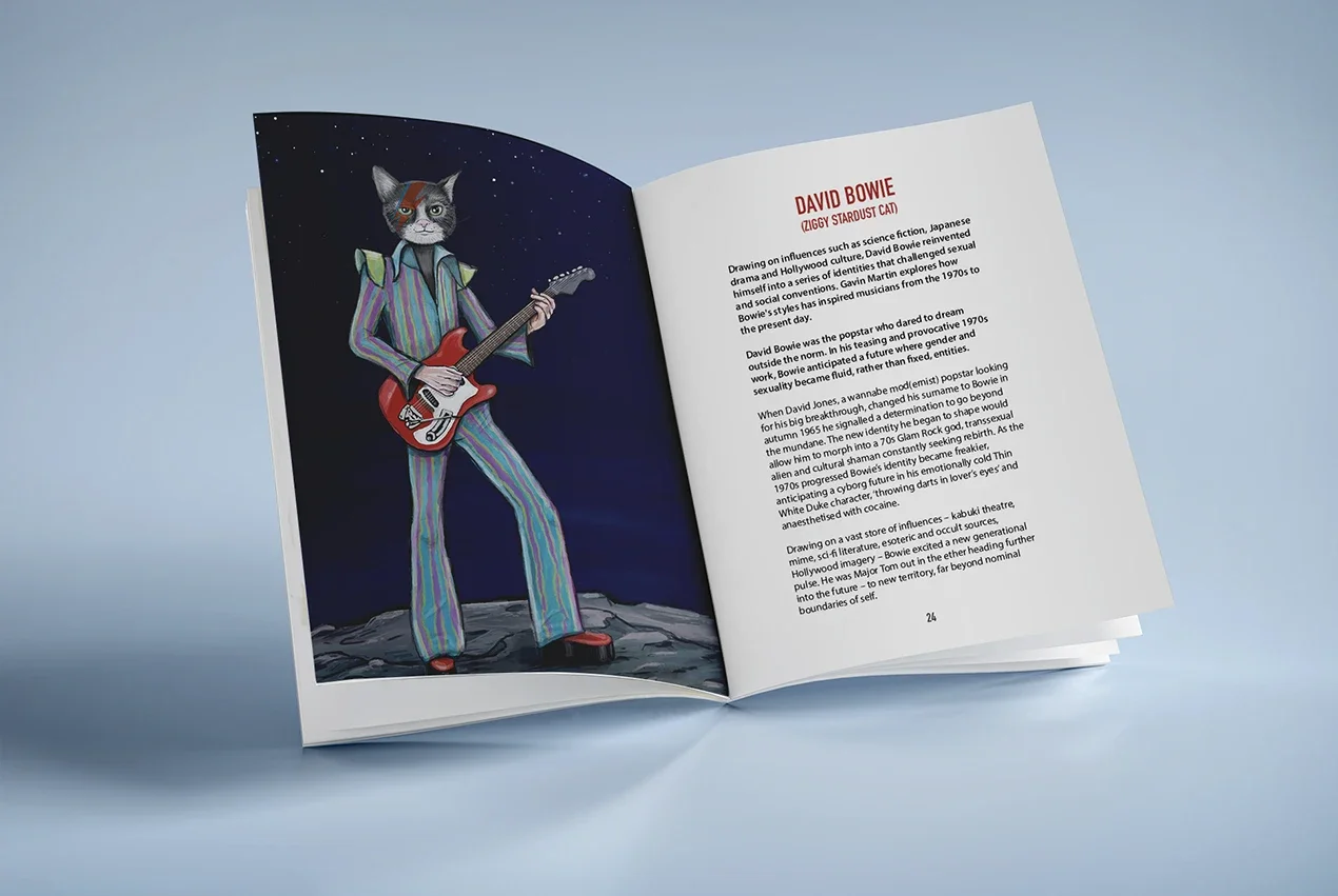 Illustration of Bowie the cat